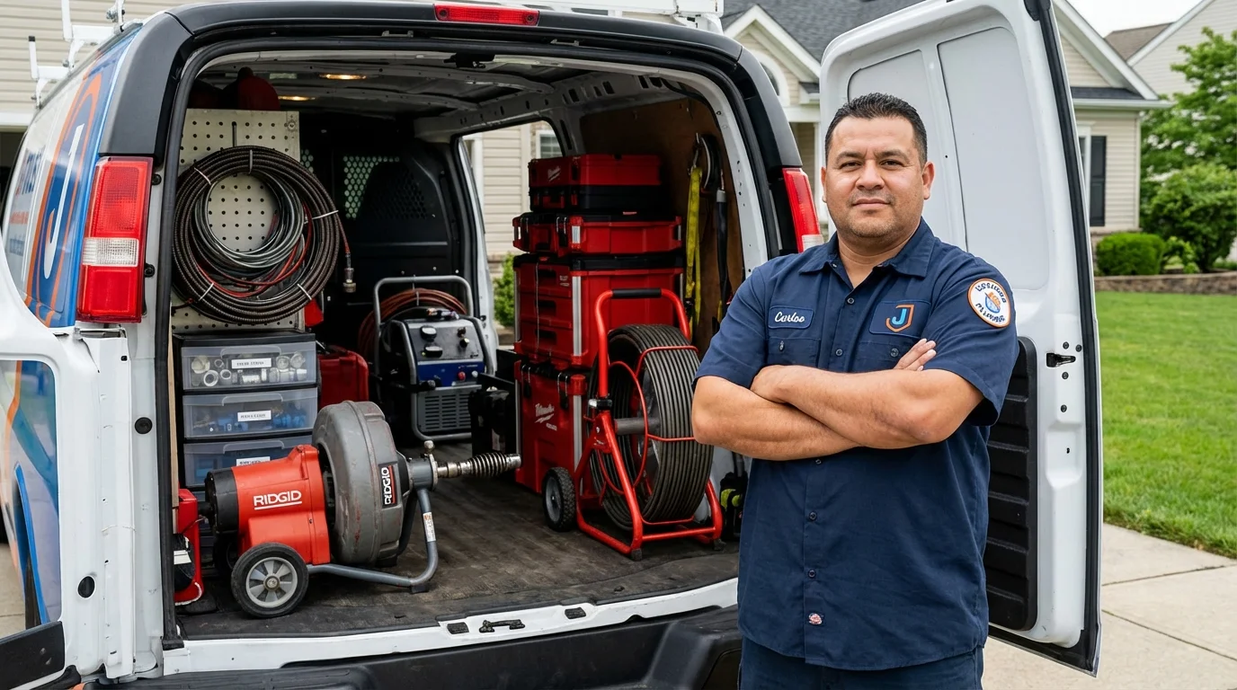 Professional drain cleaning equipment and Johns Plumbing LLC plumber in Arverne