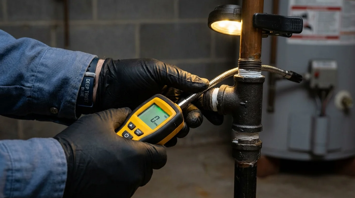 Gas leak detection with electronic sniffer by Johns Plumbing LLC in Arverne