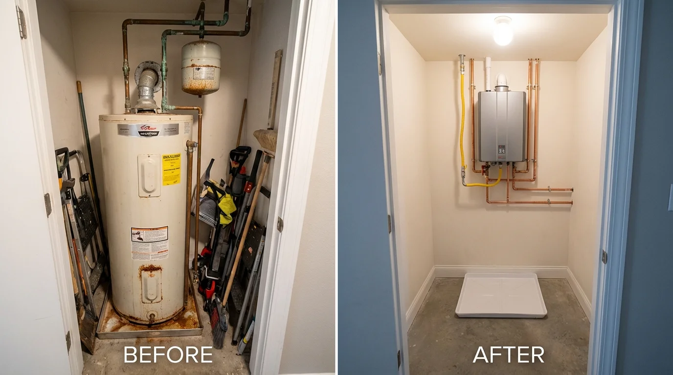 Tank water heater versus wall-mounted tankless unit comparison for Arverne, NY homeowners